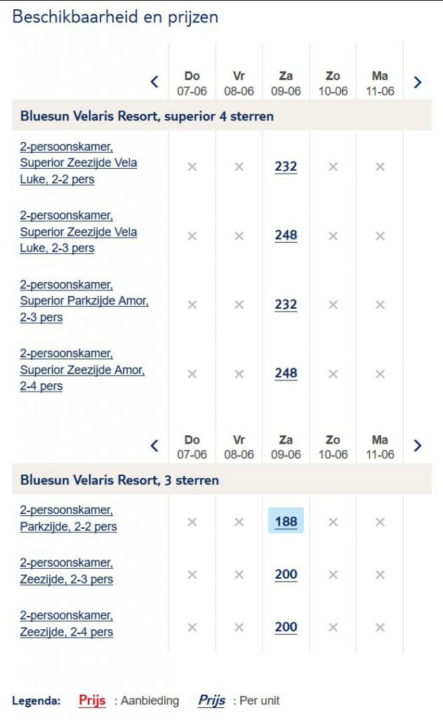 Vakantie aanbieding