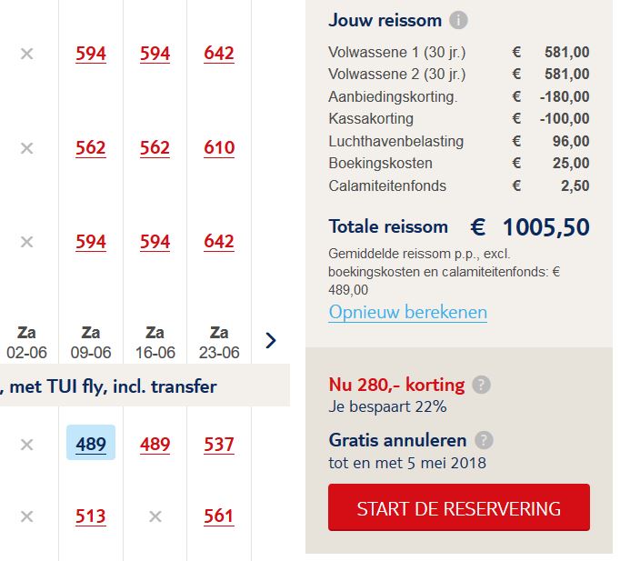 Vakantie aanbieding