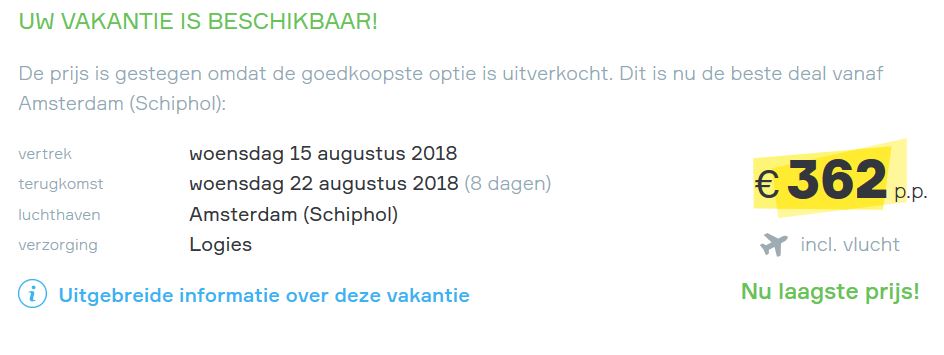 Vakantie aanbieding