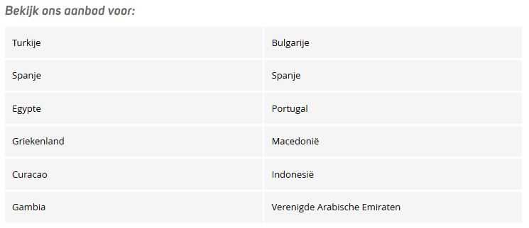 Vakantie aanbieding