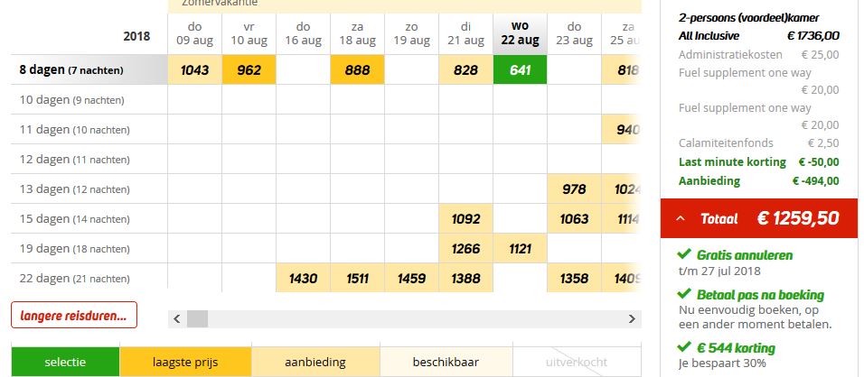 Vakantie aanbieding