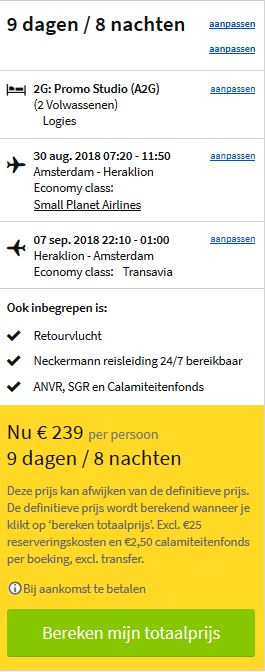 Vakantie aanbieding