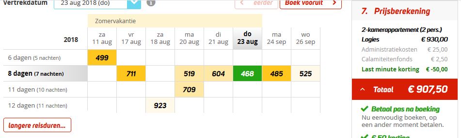 Vakantie aanbieding