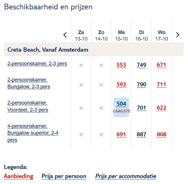 Vakantie aanbieding