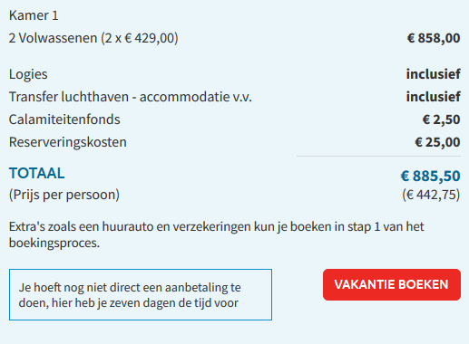 Vakantie aanbieding
